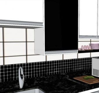 现代西德尼石材厨房SU模型下载_sketchup草图大师SKP模型