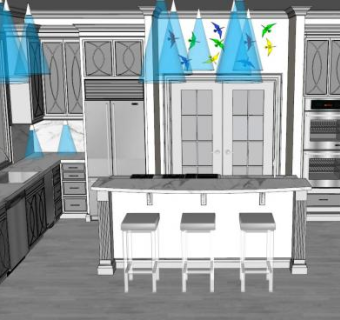 山姆室内厨房装修SU模型下载_sketchup草图大师SKP模型