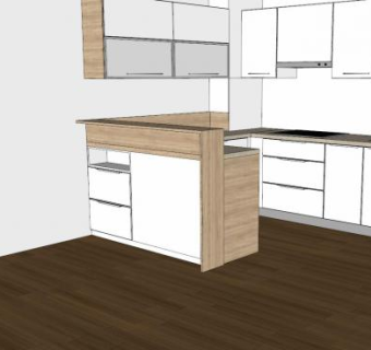 现代厨房研究装修橱柜SU模型下载_sketchup草图大师SKP模型