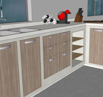 现代化橱柜L型厨房SU模型下载_sketchup草图大师SKP模型