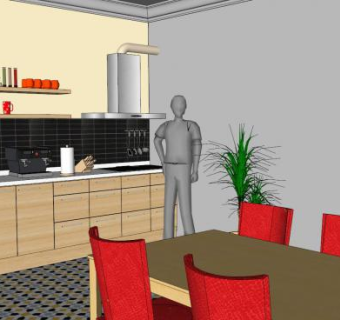 现代休闲橱柜厨房SU模型下载_sketchup草图大师SKP模型