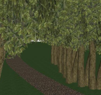 园林观景鹅卵石走道SU模型下载_sketchup草图大师SKP模型