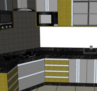 简约橱柜室内厨房SU模型下载_sketchup草图大师SKP模型