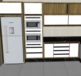 现代L型家具橱柜厨房SU模型下载_sketchup草图大师SKP模型