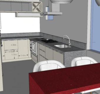 现代公寓厨房橱柜SU模型下载_sketchup草图大师SKP模型