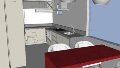 现代公寓厨房橱柜SU模型下载_sketchup草图大师SKP模型