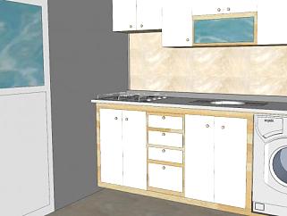 现代小型室内厨房SU模型下载_sketchup草图大师SKP模型