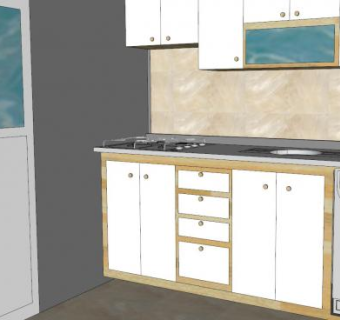 现代小型室内厨房SU模型下载_sketchup草图大师SKP模型