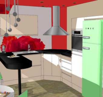 现代家具橱柜室内厨房SU模型下载_sketchup草图大师SKP模型