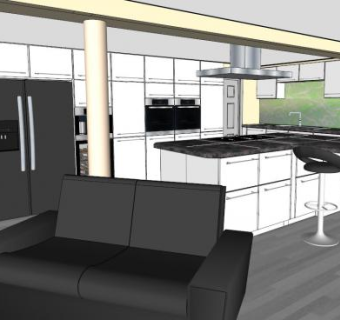 开放式室内厨房SU模型下载_sketchup草图大师SKP模型