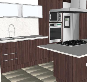 现代单户住宅厨房SU模型下载_sketchup草图大师SKP模型