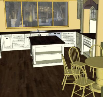 客户开放式厨房SU模型下载_sketchup草图大师SKP模型