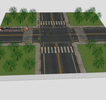 红绿灯十字路口SU模型下载_sketchup草图大师SKP模型