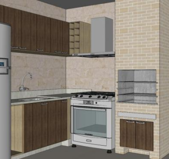 现代外厨房装修SU模型下载_sketchup草图大师SKP模型