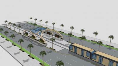 棕榈街车站道和车道SU模型下载_sketchup草图大师SKP模型