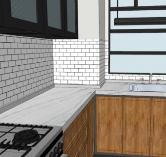 现代走廊式厨房SU模型下载_sketchup草图大师SKP模型