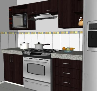 现代化家具厨房SU模型下载_sketchup草图大师SKP模型