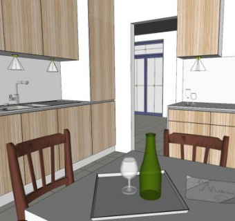 克莉丝汀金属厨房装修SU模型下载_sketchup草图大师SKP模型