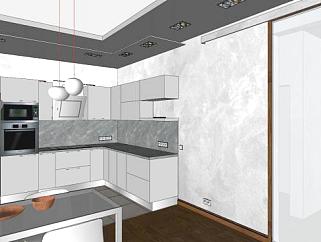 现代室内橱柜厨房装修SU模型下载_sketchup草图大师SKP模型