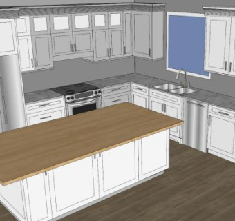 现代白色厨房装修SU模型下载_sketchup草图大师SKP模型