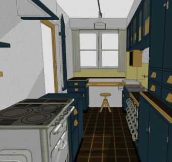 法兰克福厨房装修SU模型下载_sketchup草图大师SKP模型