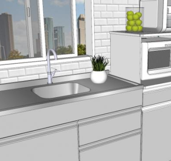 现代公寓小厨房SU模型下载_sketchup草图大师SKP模型