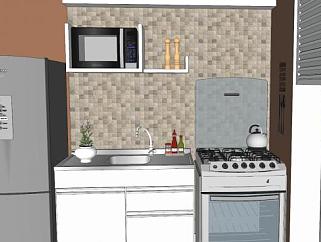 现代厨房洗衣组合装修SU模型下载_sketchup草图大师SKP模型