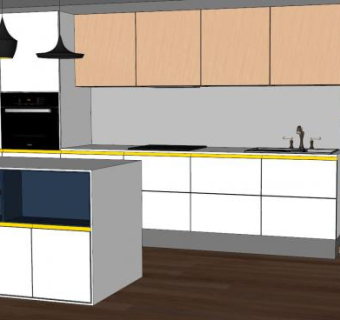 现代简约室内厨房橱柜SU模型下载_sketchup草图大师SKP模型