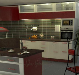 现代厨房简约橱柜SU模型下载_sketchup草图大师SKP模型