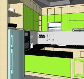 现代室内厨房餐具SU模型下载_sketchup草图大师SKP模型