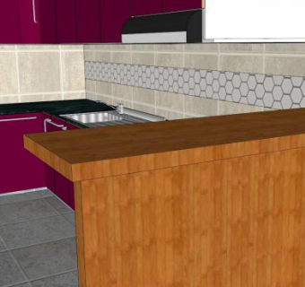 现代车间L型厨房SU模型下载_sketchup草图大师SKP模型