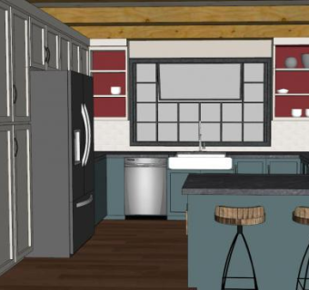 乡村室内小屋厨房SU模型下载_sketchup草图大师SKP模型