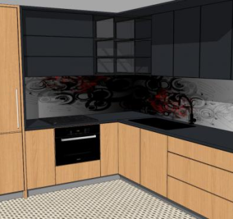 现代室内板式橱柜厨房SU模型下载_sketchup草图大师SKP模型