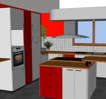 宜家公司厨房装修SU模型下载_sketchup草图大师SKP模型