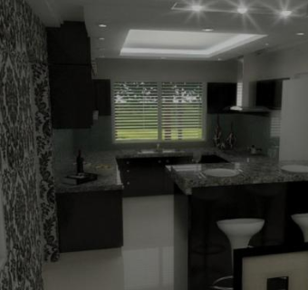 大理石室内厨房餐厅SU模型下载_sketchup草图大师SKP模型