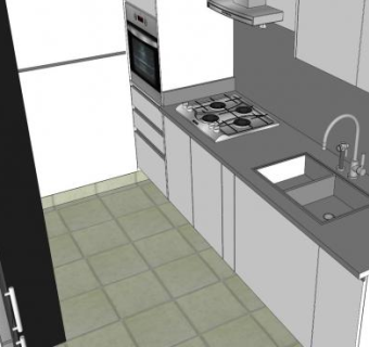 现代烹饪厨房室内装修SU模型下载_sketchup草图大师SKP模型