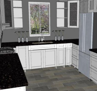 现代化U型室内厨房SU模型下载_sketchup草图大师SKP模型