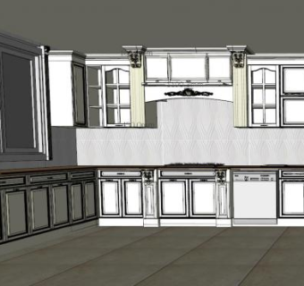 欧式室内橱柜厨房SU模型下载_sketchup草图大师SKP模型