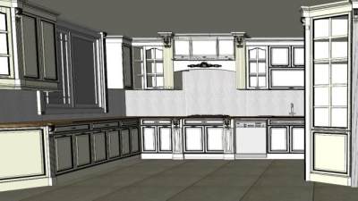 欧式室内橱柜厨房SU模型下载_sketchup草图大师SKP模型