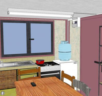 现代化午餐角落厨房SU模型下载_sketchup草图大师SKP模型