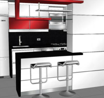 现代一体化厨房SU模型下载_sketchup草图大师SKP模型