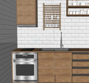 现代厨房工作室SU模型下载_sketchup草图大师SKP模型