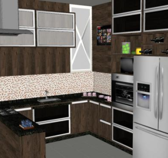 花岗岩室内厨房SU模型下载_sketchup草图大师SKP模型