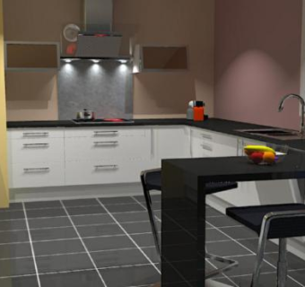 现代开放式室内厨房SU模型下载_sketchup草图大师SKP模型