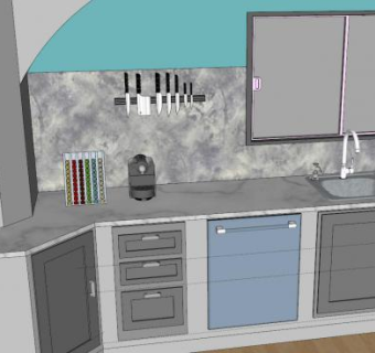 简易室内厨房SU模型下载_sketchup草图大师SKP模型