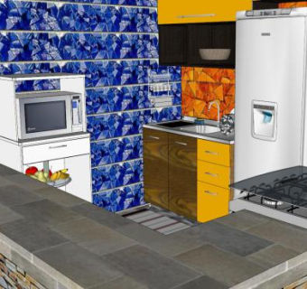 美国厨房室内橱柜SU模型下载_sketchup草图大师SKP模型