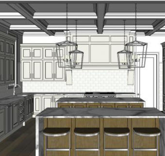 马提尼克岛厨房装修SU模型下载_sketchup草图大师SKP模型