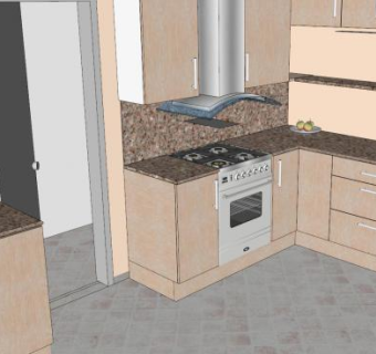 现代大型空间厨房SU模型下载_sketchup草图大师SKP模型