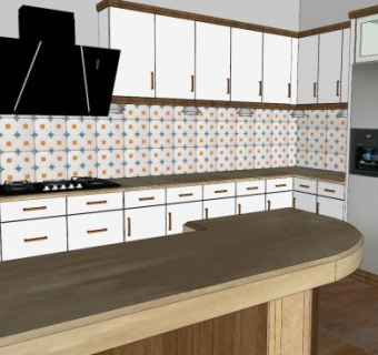 L型室内厨房SU模型下载_sketchup草图大师SKP模型