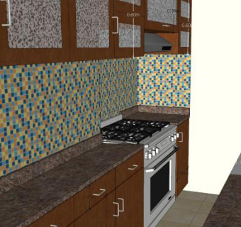 现代L形状厨房SU模型下载_sketchup草图大师SKP模型